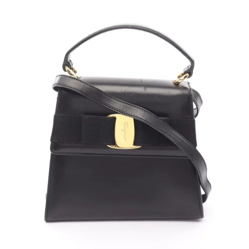 Salvatore Ferragamo Black Handbag Rion Leather Vara - Picture 2 of 10